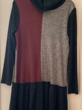 THML Charcoal and Wine Colorblock Hooded Knit Dress